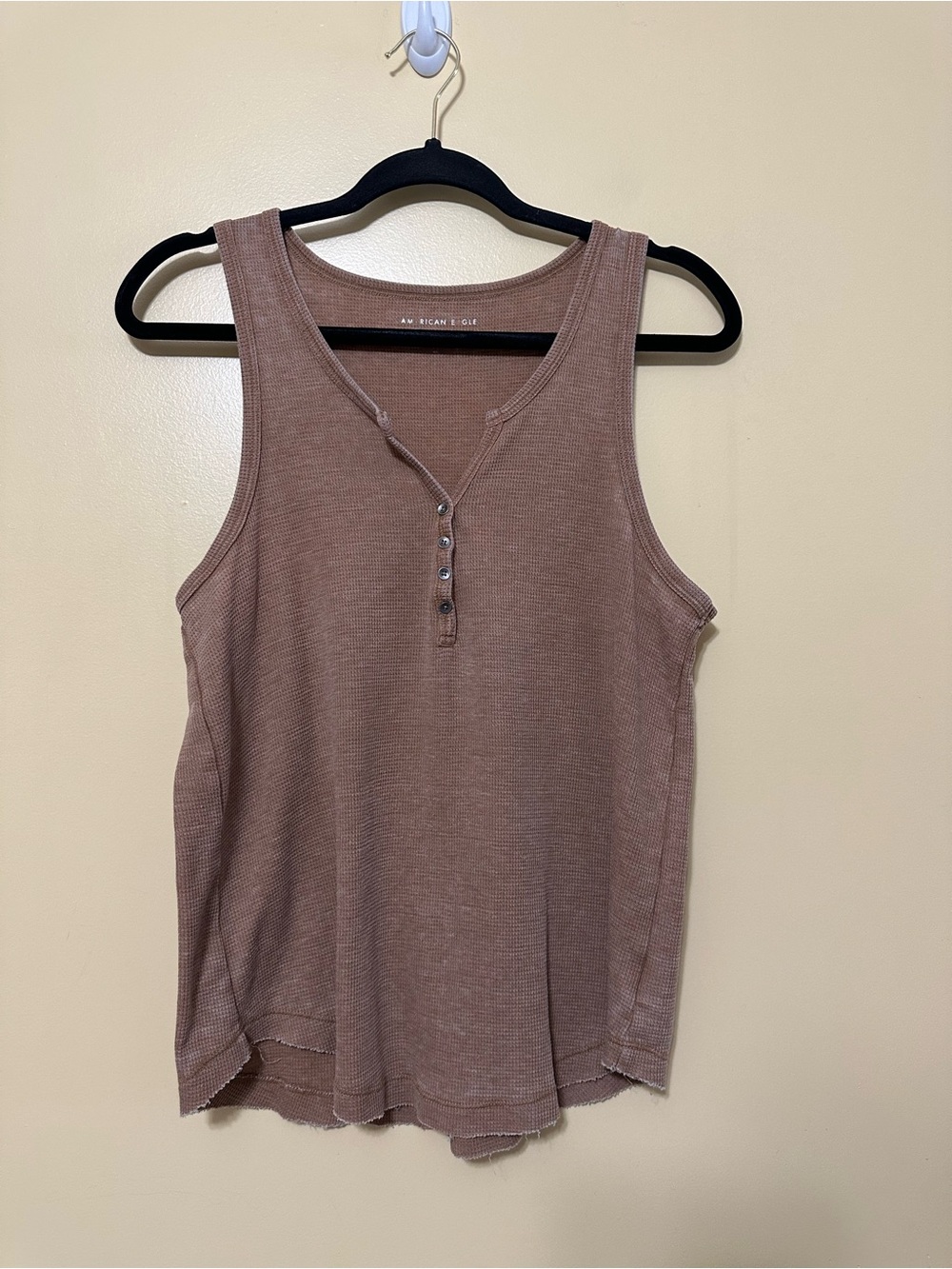 American Eagle Sleeveless Henley Tank Top Women M Soft Brown